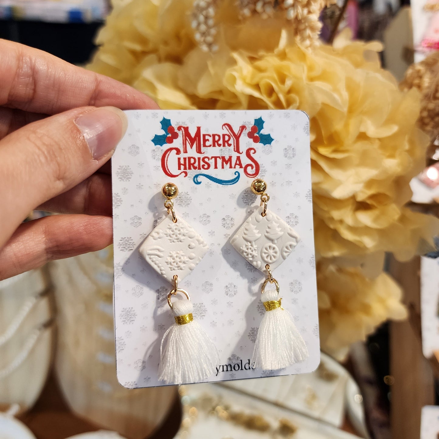 Christmas earrings Clay jewelry Polymer clay earrings Christmas gift Resin earrings Christmas tree earrings