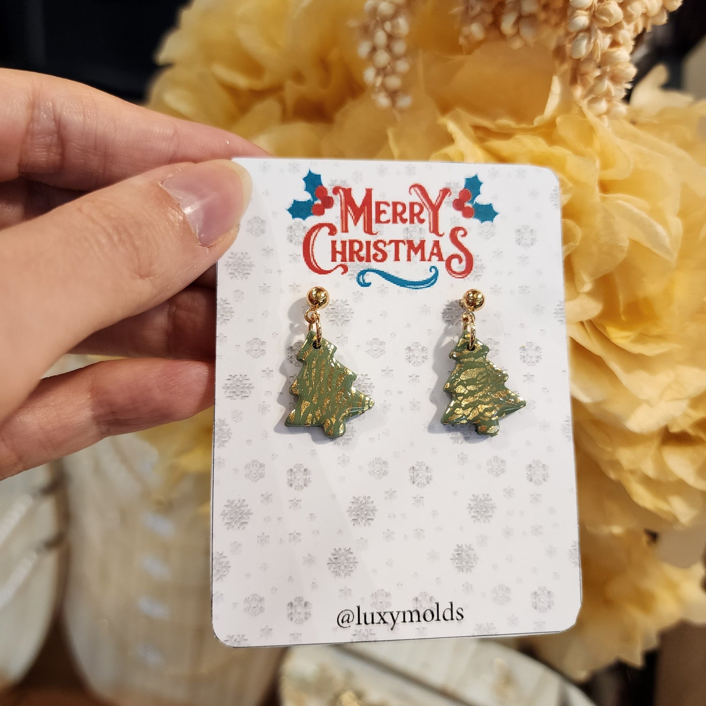 Christmas earrings Clay jewelry Polymer clay earrings Christmas gift Resin earrings Christmas tree earrings