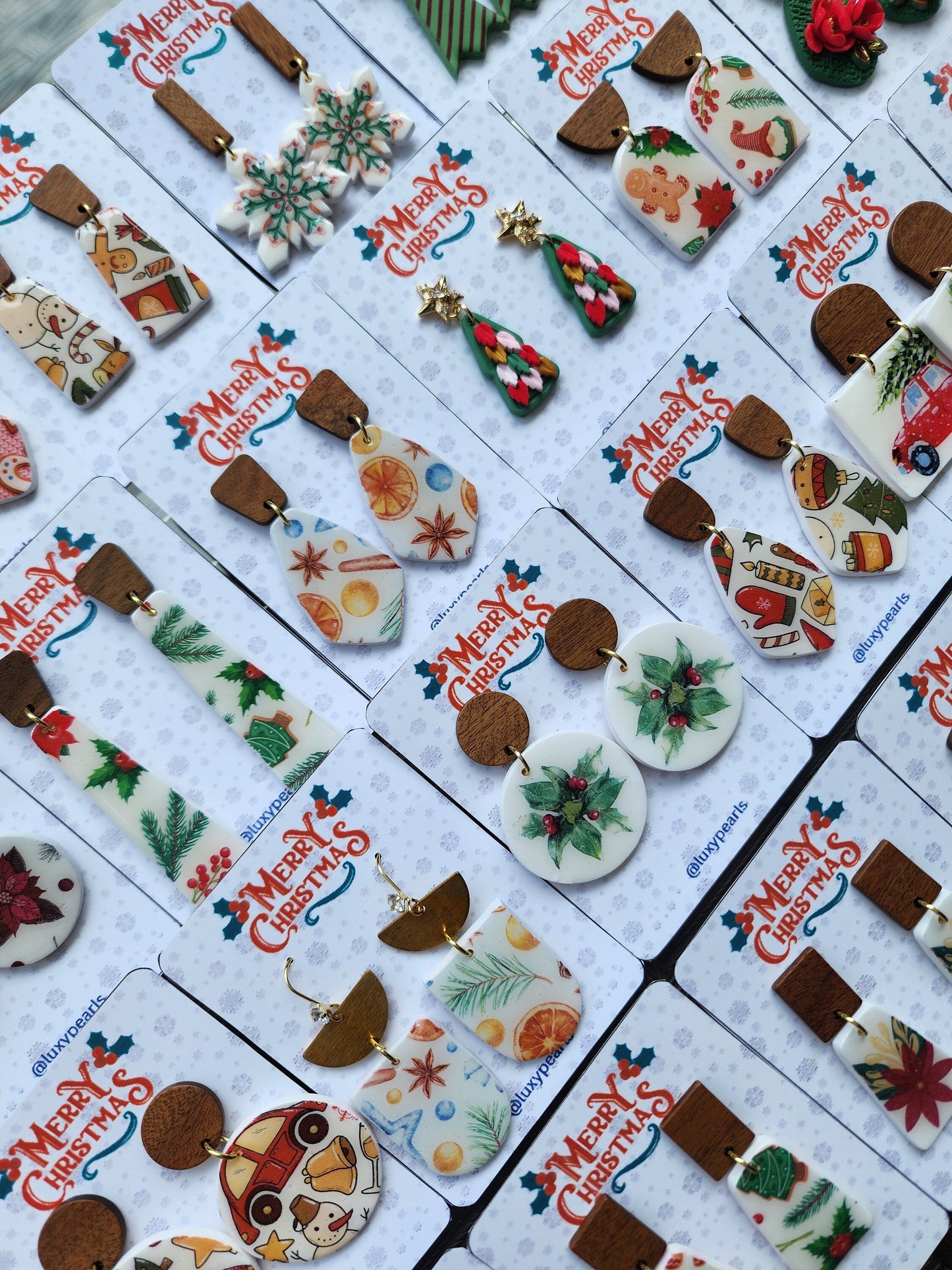 Christmas earrings Clay jewelry Polymer clay earrings Christmas gift Resin earrings Christmas tree earrings