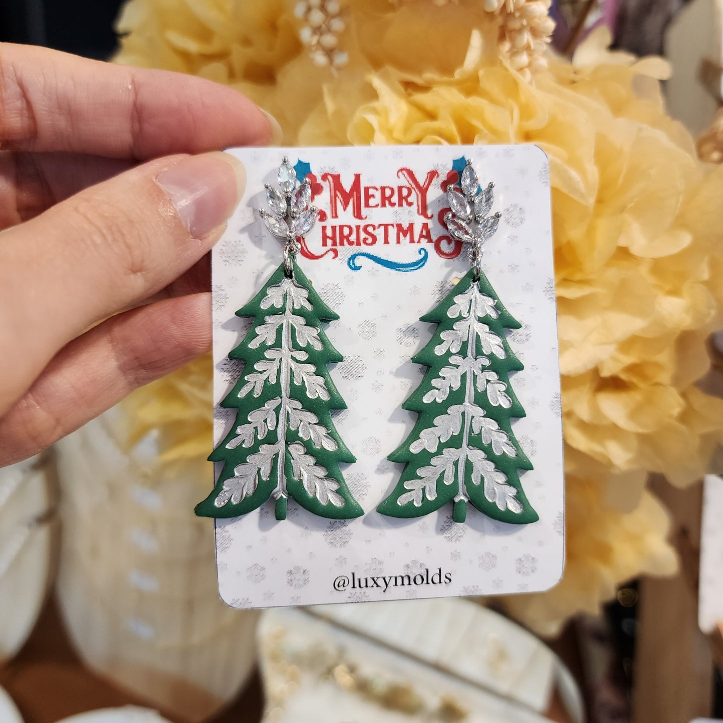 Christmas earrings Clay jewelry Polymer clay earrings Christmas gift Resin earrings Christmas tree earrings