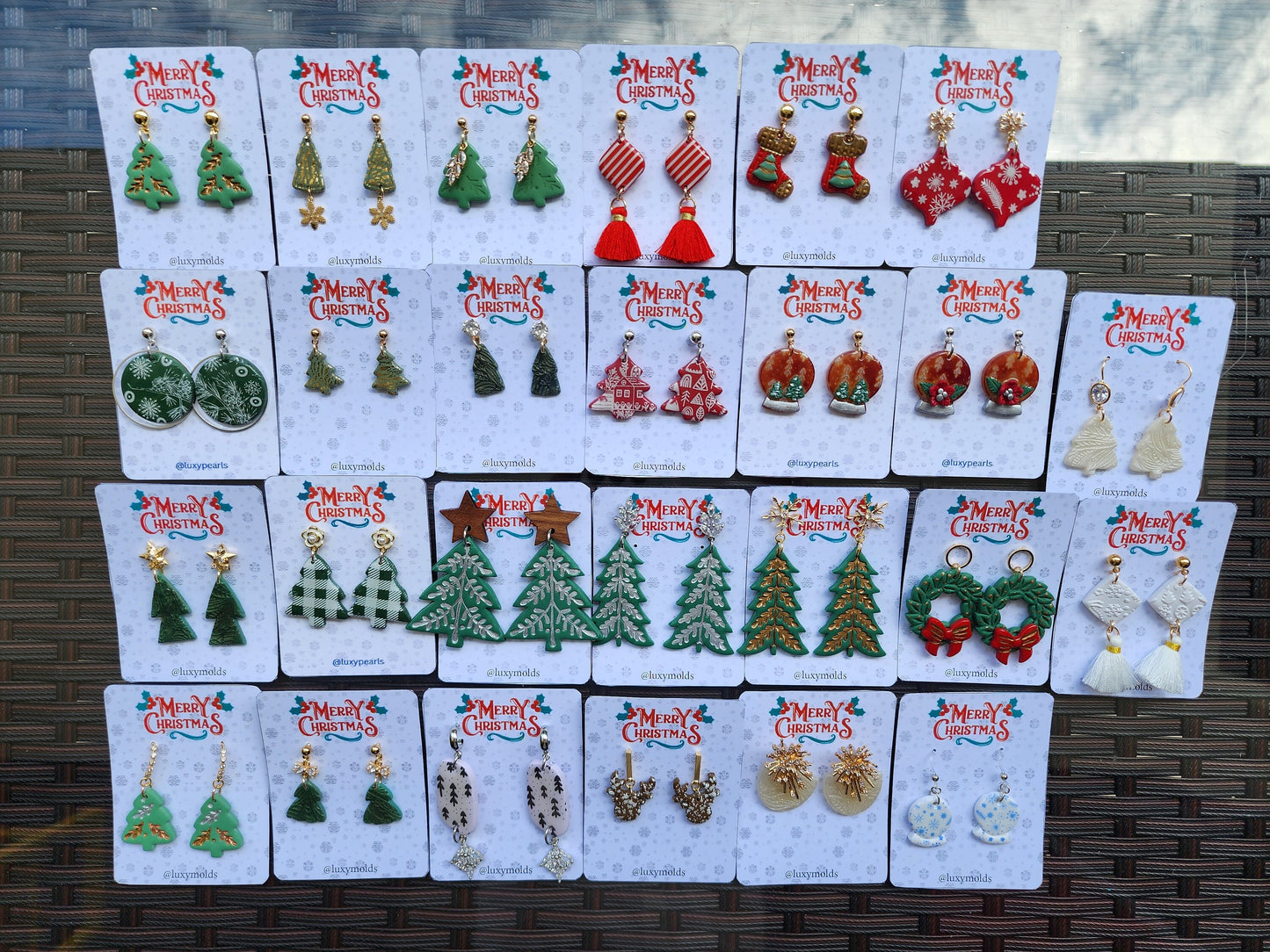 Christmas earrings Clay jewelry Polymer clay earrings Christmas gift Resin earrings Christmas tree earrings