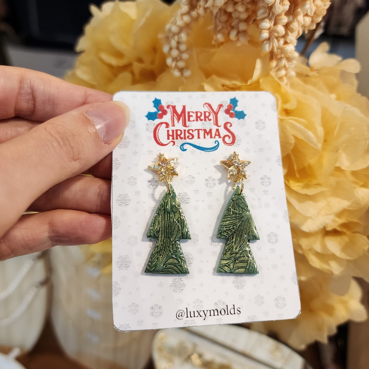 Christmas earrings Clay jewelry Polymer clay earrings Christmas gift Resin earrings Christmas tree earrings