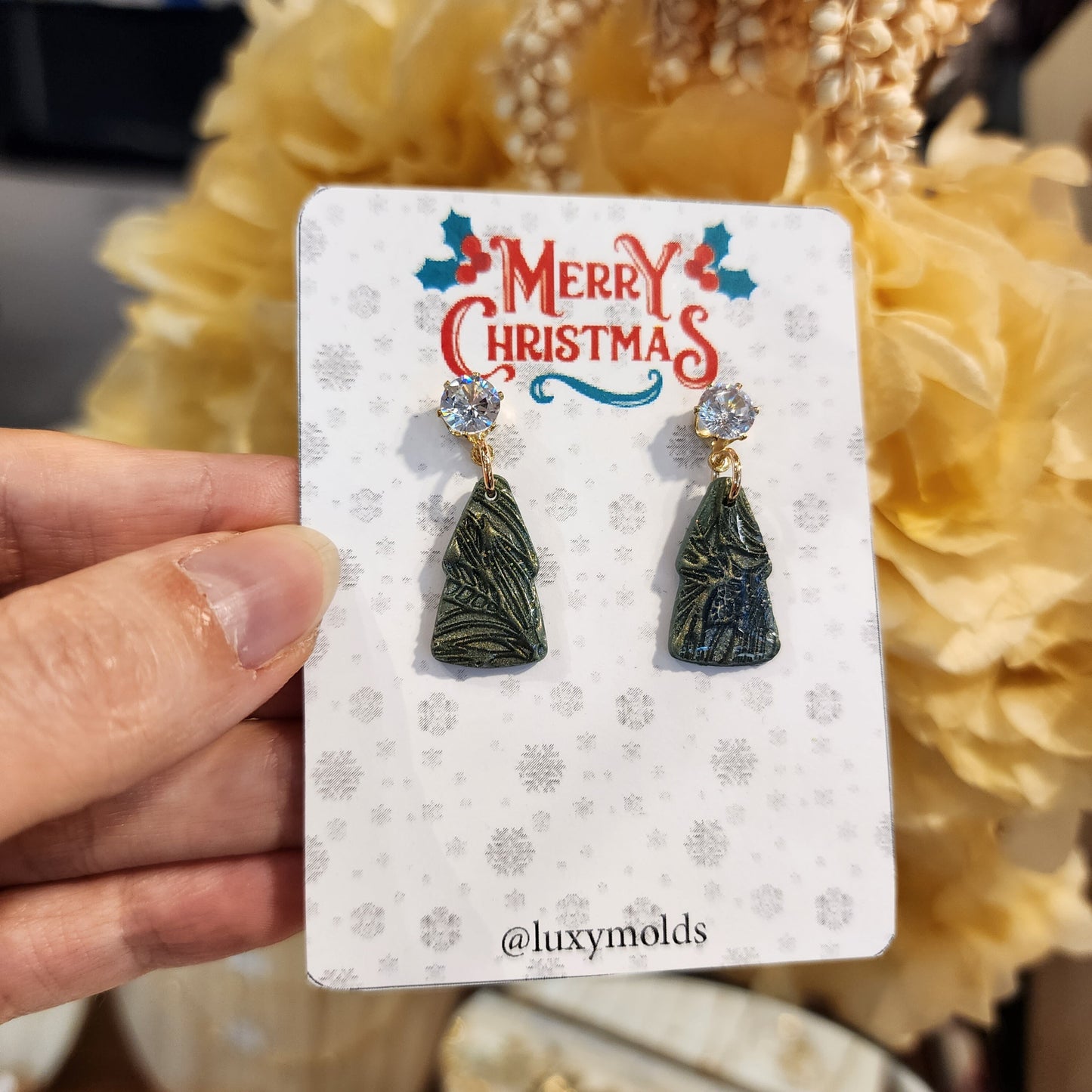 Christmas earrings Clay jewelry Polymer clay earrings Christmas gift Resin earrings Christmas tree earrings