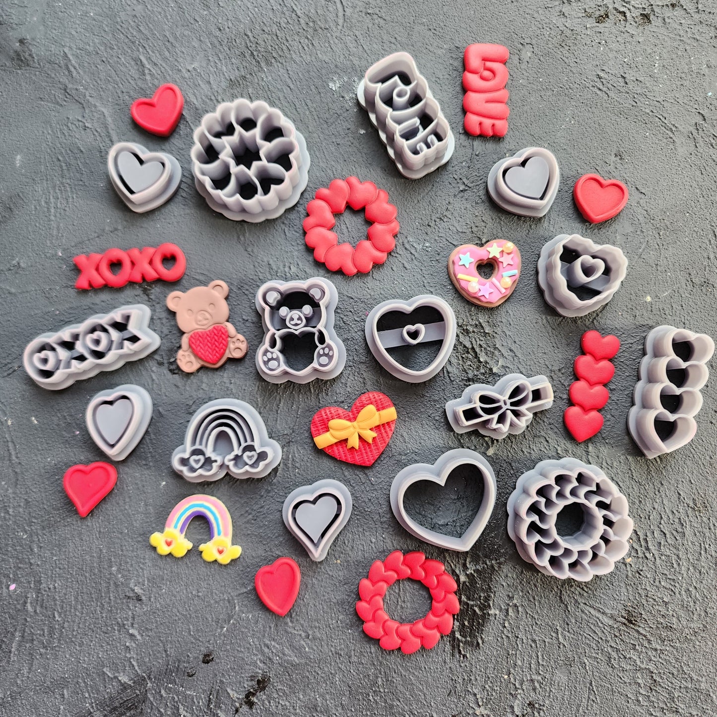 13 pcs Valentine's day Polymer clay cutter big set bundle Sharp cutters Clay supplies Clay texture Clay tools Polymer clay mold Earings mold