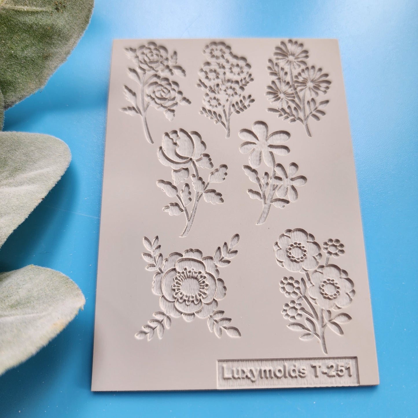 Polymer clay Texture tile Texture mat Clay stamp Polymer clay texture stencils "Multiple Flowers" design clay texture Rubber mat T-251