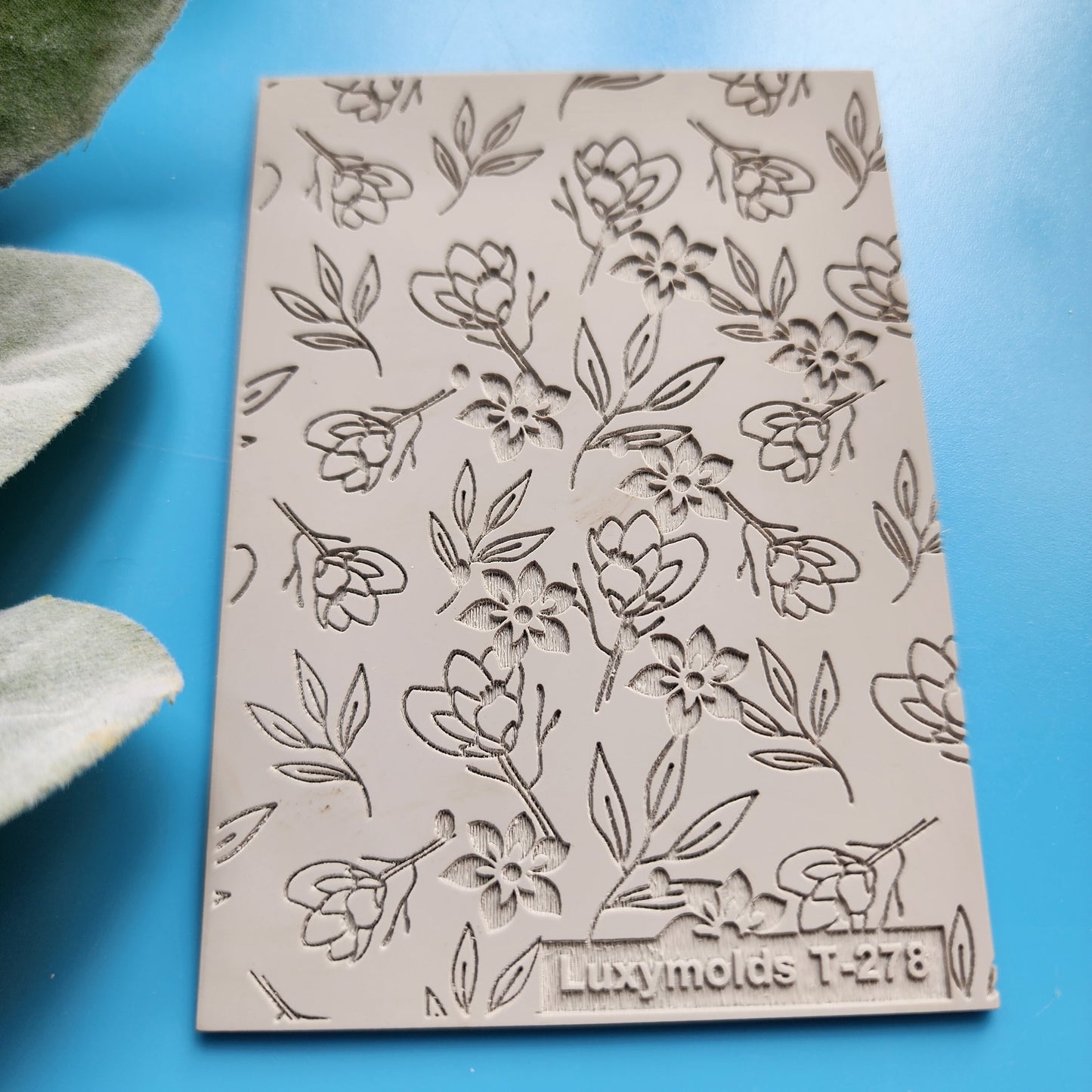 Polymer clay Texture tile Texture mat Clay stamp Polymer clay texture stencils "Flower, Leaves" design clay texture Rubber mat T-278