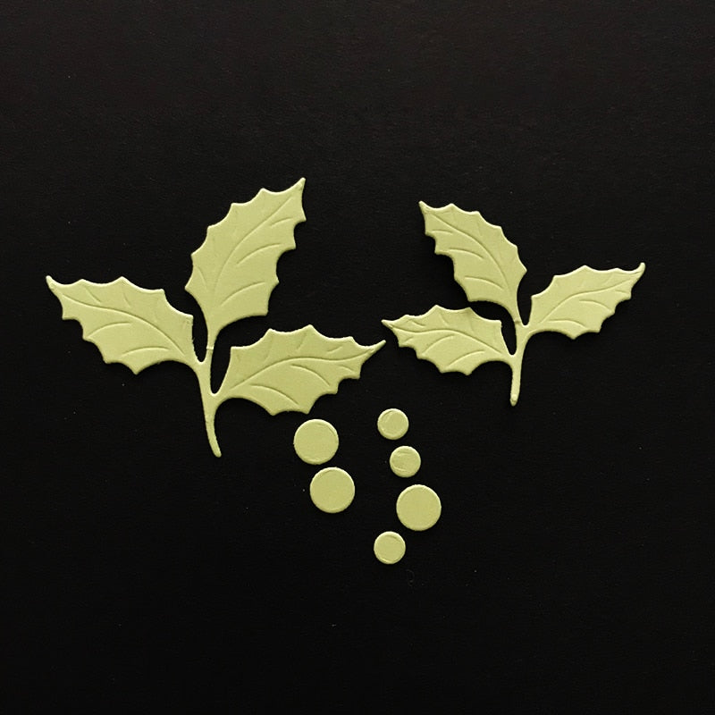 FLOWER CHRISTMAS HOLLY LEAF CUTTING DIES 3 PCS SET - Luxy Kraft