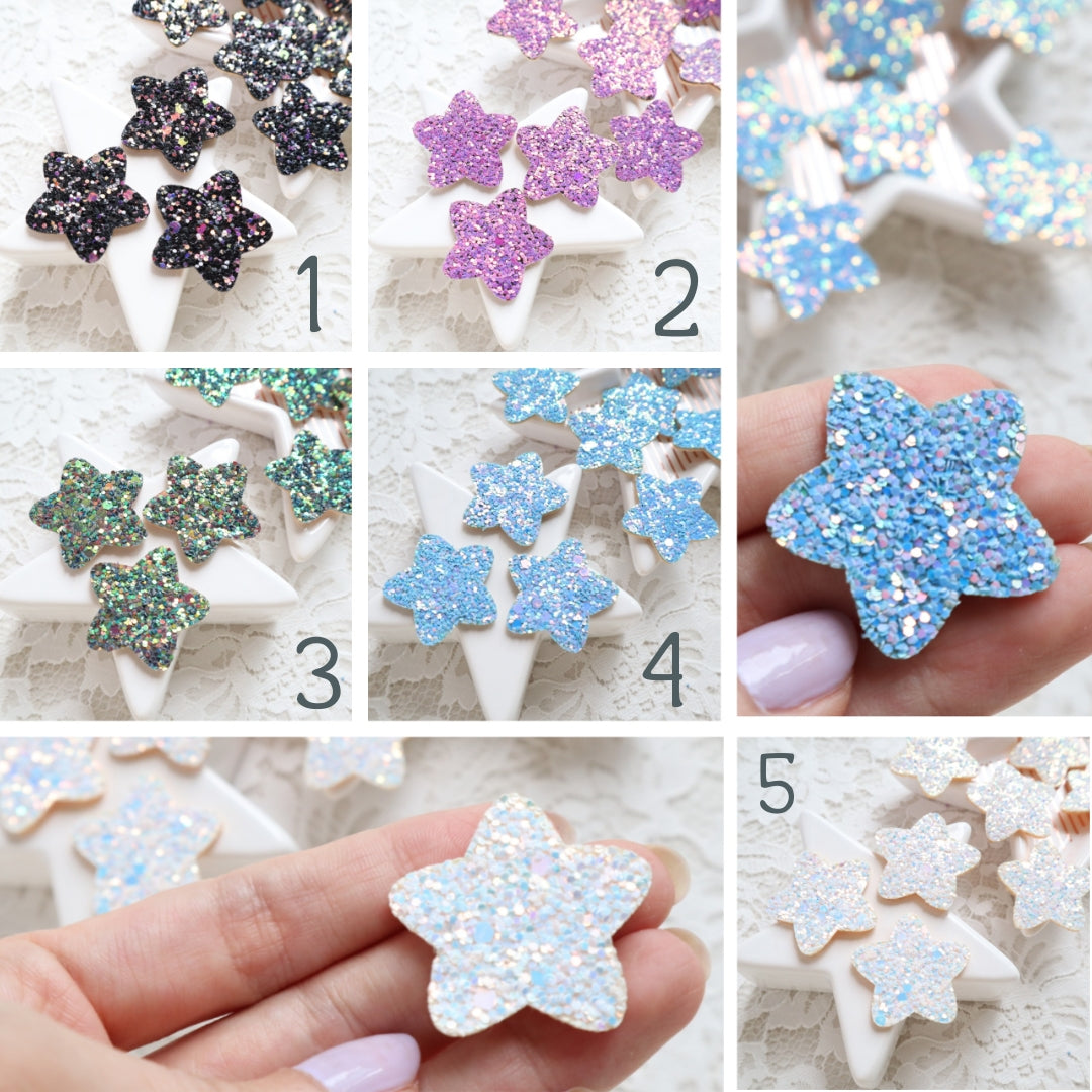 Chunky glitter stars patches 3.1 cm 10 pcs - Luxy Kraft