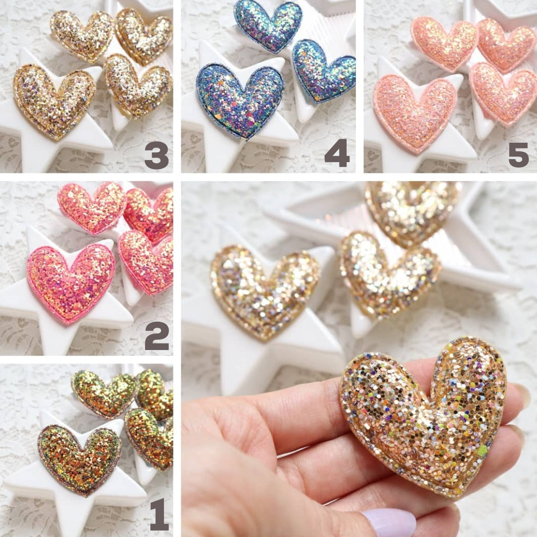 Chunky glitter heart patches 5.5 cm 4 pcs - Luxy Kraft