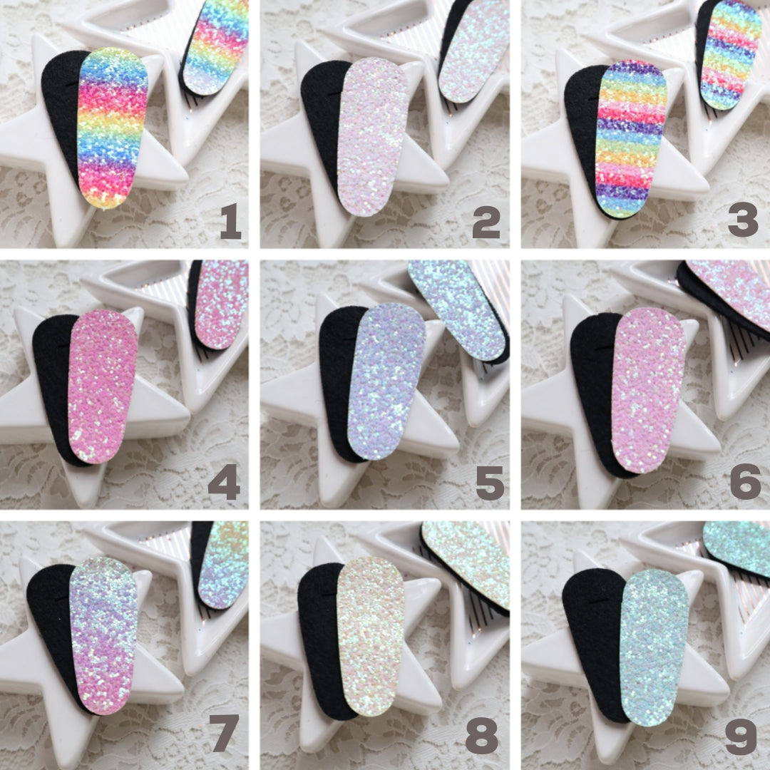 Chunky glitter barrete hair clips double patches 2.5x6 cm 4 pcs - Luxy Kraft