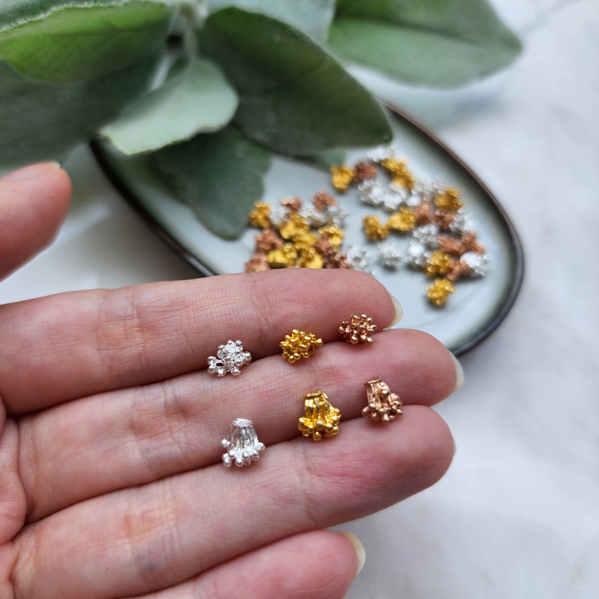 10 pcs Flower centers Flower metal stamens Earrings components Earrings findings DIY jewelry Jewelry supplies Polymer clay supplies