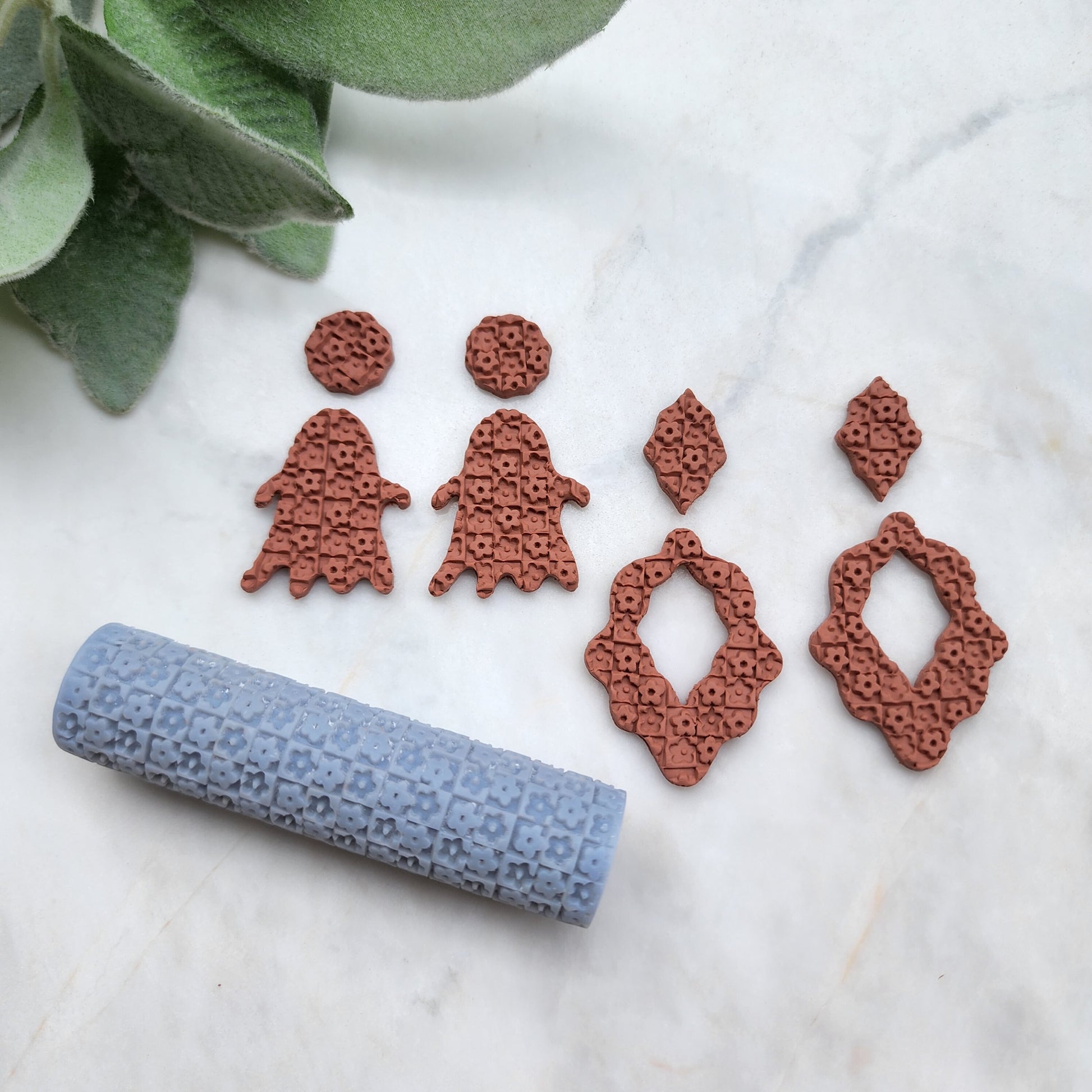 Polymer clay texture roller clay stamp 3D printed embossing Polymer clay tool Vintage pattern roller Flower pattern texture Clay cutters