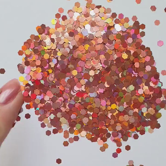 Terracotta-Pink Hologram Hexagon Chunky glitter for Resin Epoxy crafts