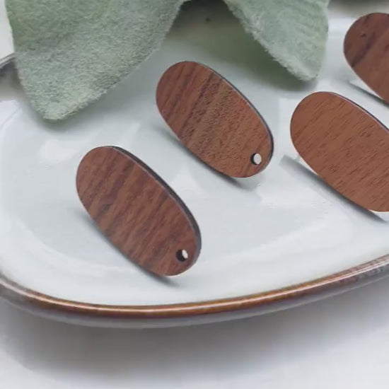 Wood Earrings stud components findings DIY Jewelry supplies Earrings gold plated parts Oval natural wood earrings parts