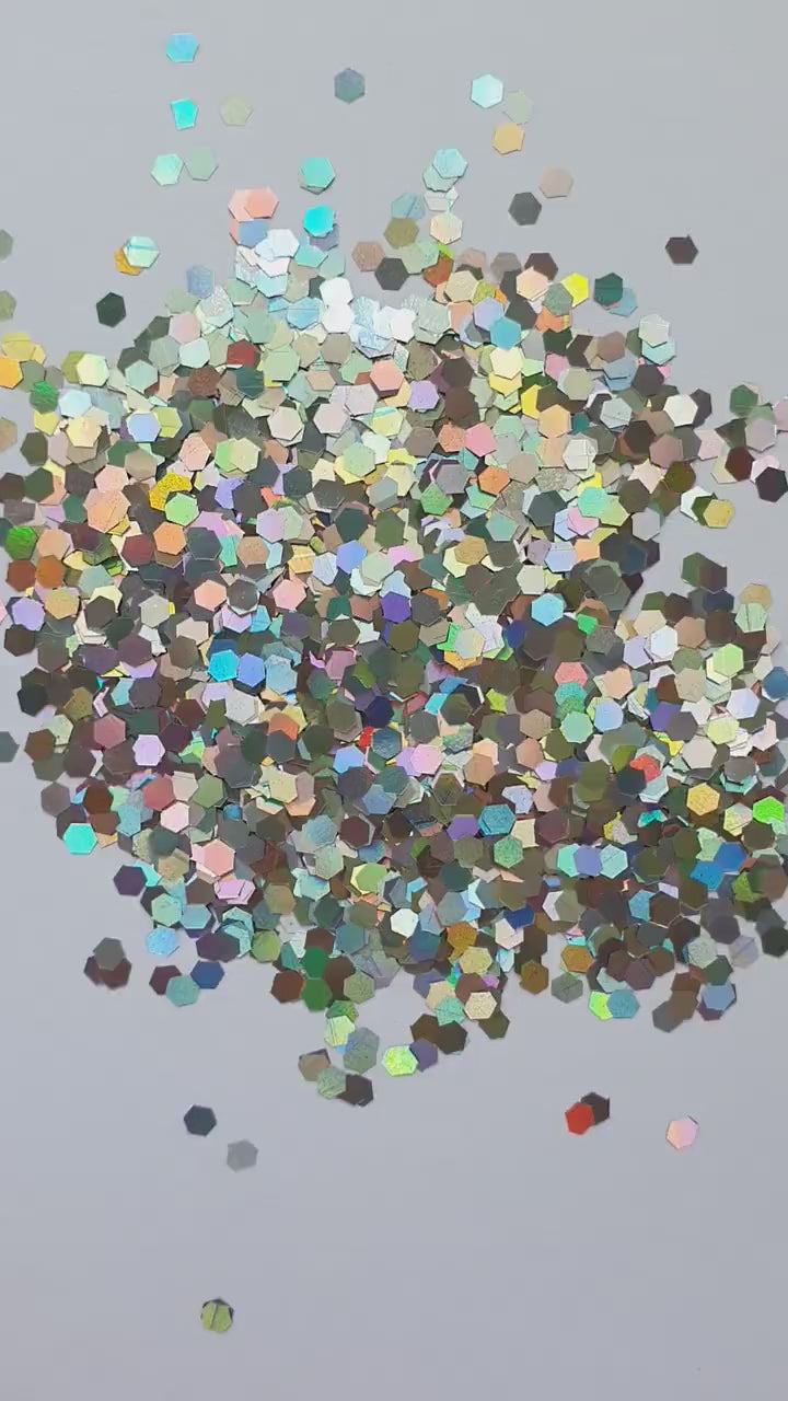 Silver Hologram Hexagon Chunky glitter for Resin Epoxy crafts