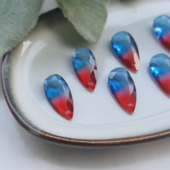 Raindrop Zircon charms pendants Crystal Red Blue connector Earring component findings DIY Rhinestone Jewelry supplies Earring Swarovski part