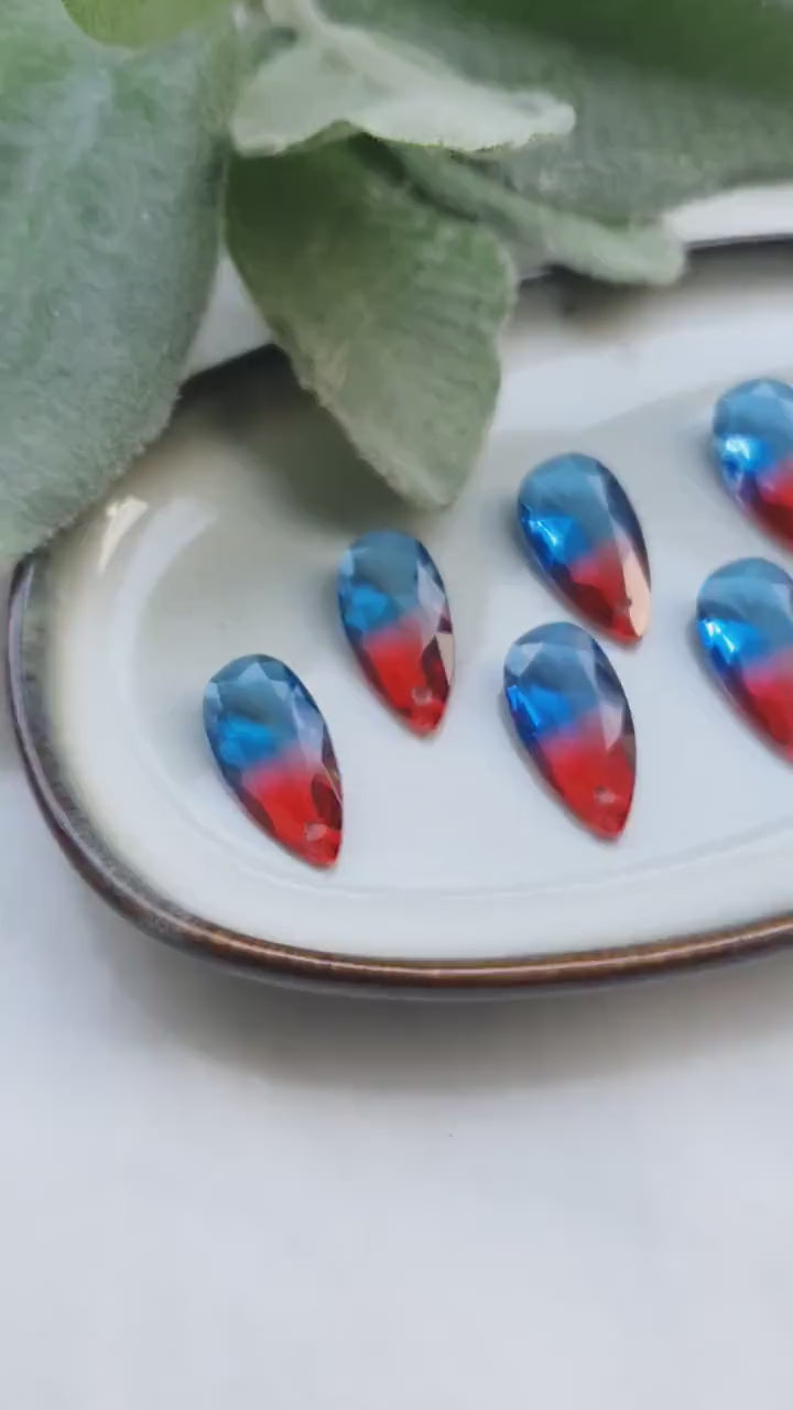 Raindrop Zircon charms pendants Crystal Red Blue connector Earring component findings DIY Rhinestone Jewelry supplies Earring Swarovski part
