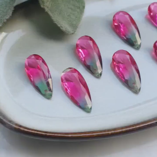 Raindrop Zircon charm pendant Crystal Ruby Green connector Earring component findings DIY Rhinestone Jewelry supplies Earring Swarovski part