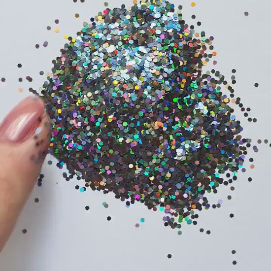 Dark Silver Hologram Hexagon Chunky glitter for Resin Epoxy crafts