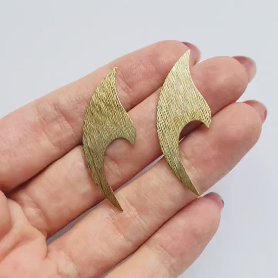 6 pcs Wave Earrings components Earrings findings DIY jewelry Raw brass blanks Textured charms Pendants