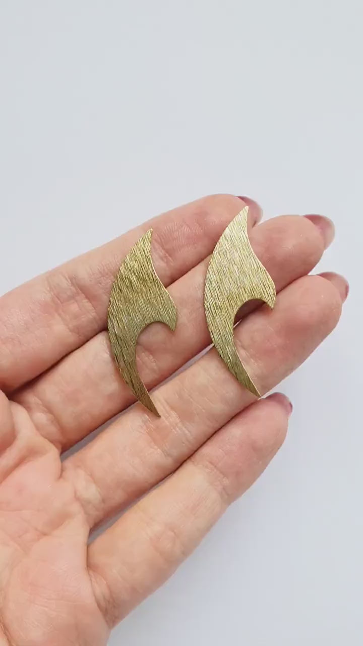 6 pcs Wave Earrings components Earrings findings DIY jewelry Raw brass blanks Textured charms Pendants