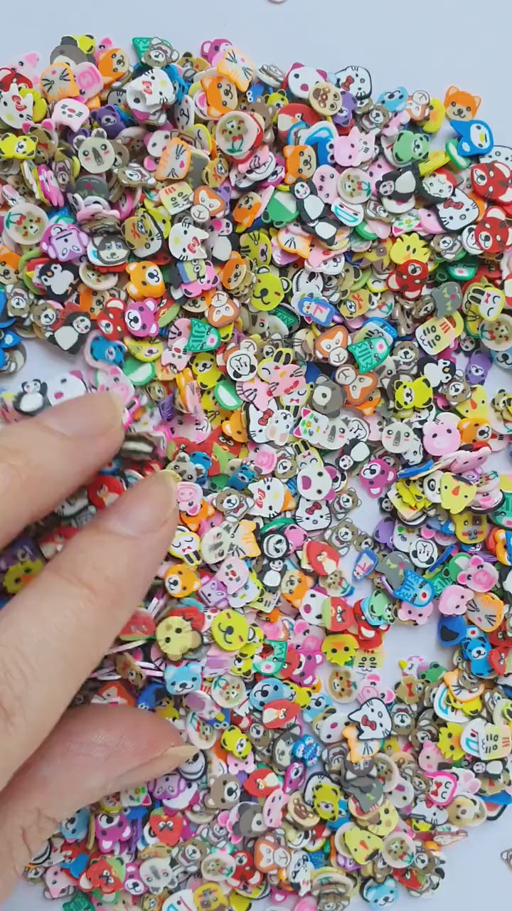 Mix animals polymer clay shapes for Resin Epoxy crafts for nail design