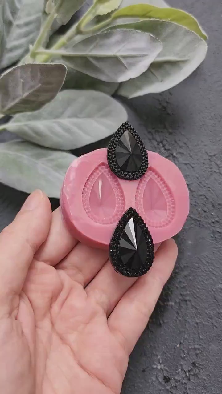 Silicone earrings mold / Silicone epoxy mold / Silicone stud earring moulds / Silicone UV resin molds / Diamond jewelry mold/Clay tool