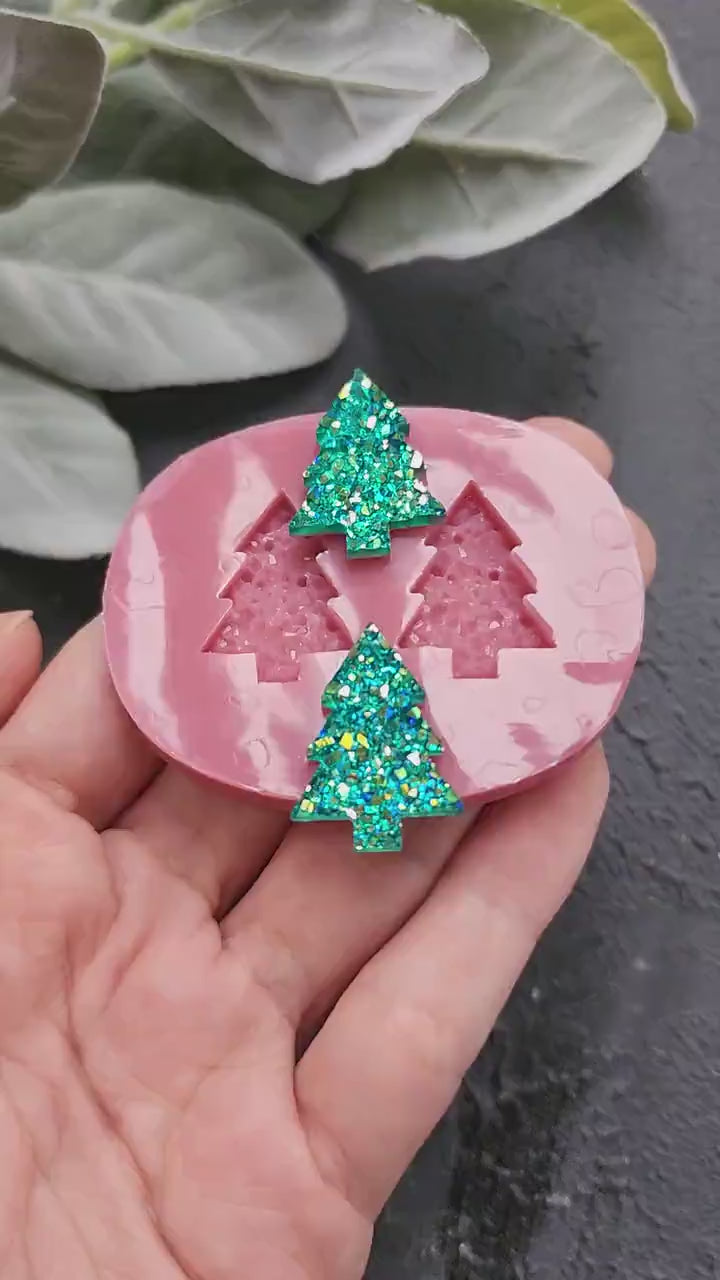 Silicone earrings mold / Silicone epoxy mold / Silicone stud earring moulds / Silicone UV resin molds /Christmas tree jewelry mold/Clay tool