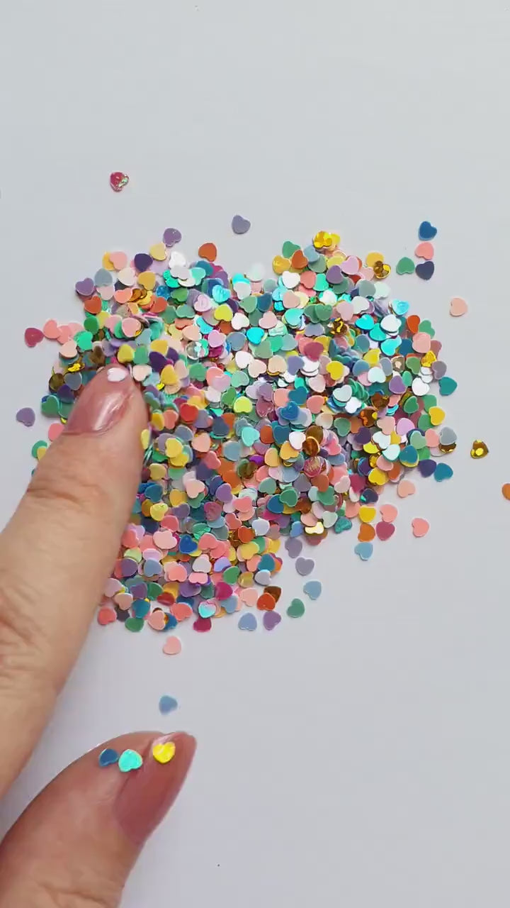 Sequins Heart Shape Hologram Chunky glitter for Resin Epoxy crafts 3 mm