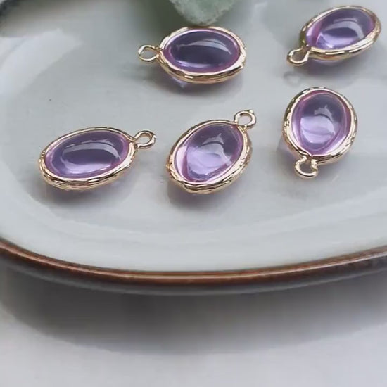 Zircon charms pendants Crystal Amethyst connectors Earrings components findings DIY Rhinestone Jewelry supplies Earrings gold plated parts