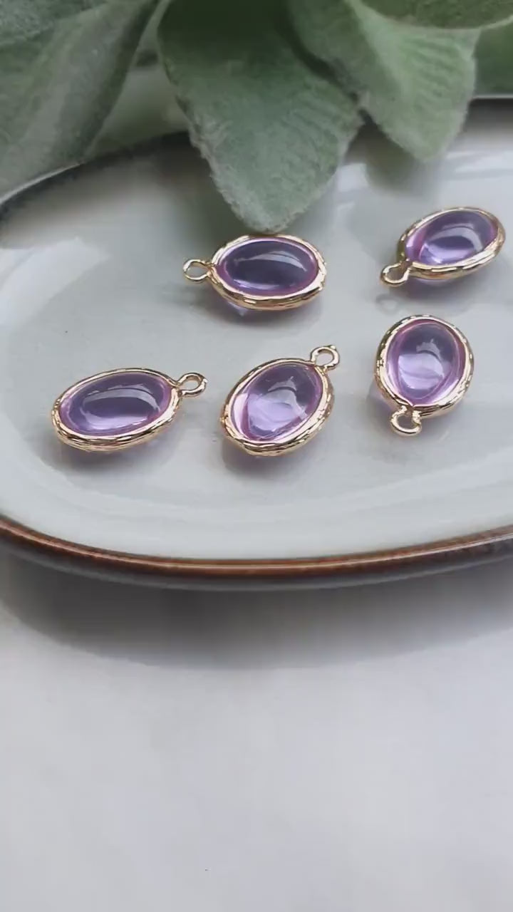 Zircon charms pendants Crystal Amethyst connectors Earrings components findings DIY Rhinestone Jewelry supplies Earrings gold plated parts