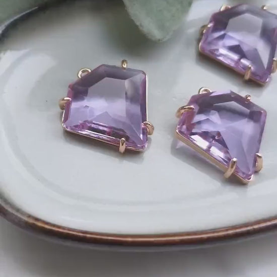 Diamond Zircon charms pendant Crystal Amethyst connector Earring component findings DIY Rhinestone Jewelry supplies Earring gold plated part