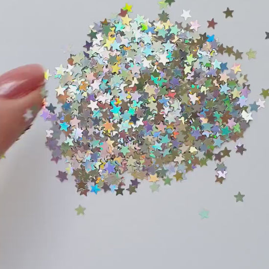 Stars Silver Hologram Hexagon Chunky glitter for Resin Epoxy crafts