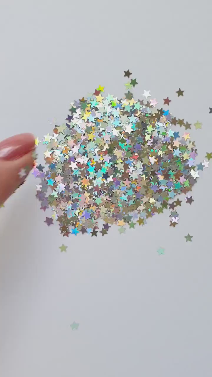 Stars Silver Hologram Hexagon Chunky glitter for Resin Epoxy crafts