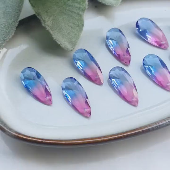 Raindrop Zircon charms pendant Crystal Pink Blue connector Earring component findings DIY Rhinestone Jewelry supplies Earring Swarovski part