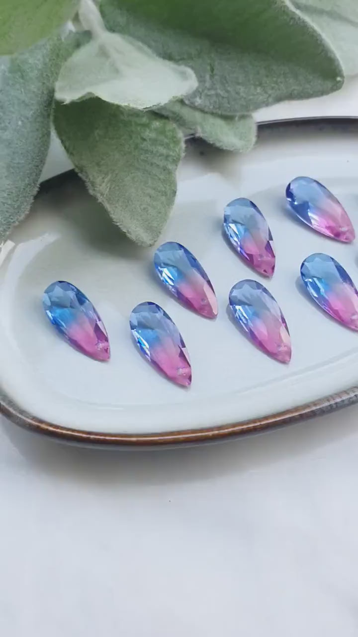 Raindrop Zircon charms pendant Crystal Pink Blue connector Earring component findings DIY Rhinestone Jewelry supplies Earring Swarovski part