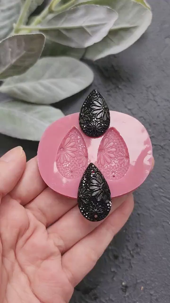Silicone earrings mold / Silicone epoxy mold / Silicone stud earring moulds / Silicone UV resin molds / Diamond jewelry mold/Clay tool