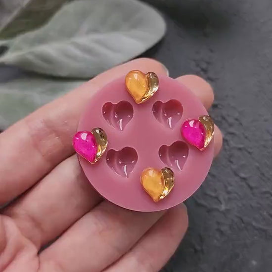 Silicone earrings mold / Silicone epoxy mold / Silicone stud earring moulds / Silicone UV resin molds / Heart jewelry mold/ Clay tool