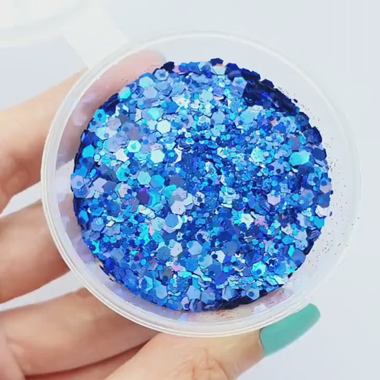 Blue Mix Hologram Chunky glitter for Resin crafts, Glitter for nail art, body, makeup, hair, face
