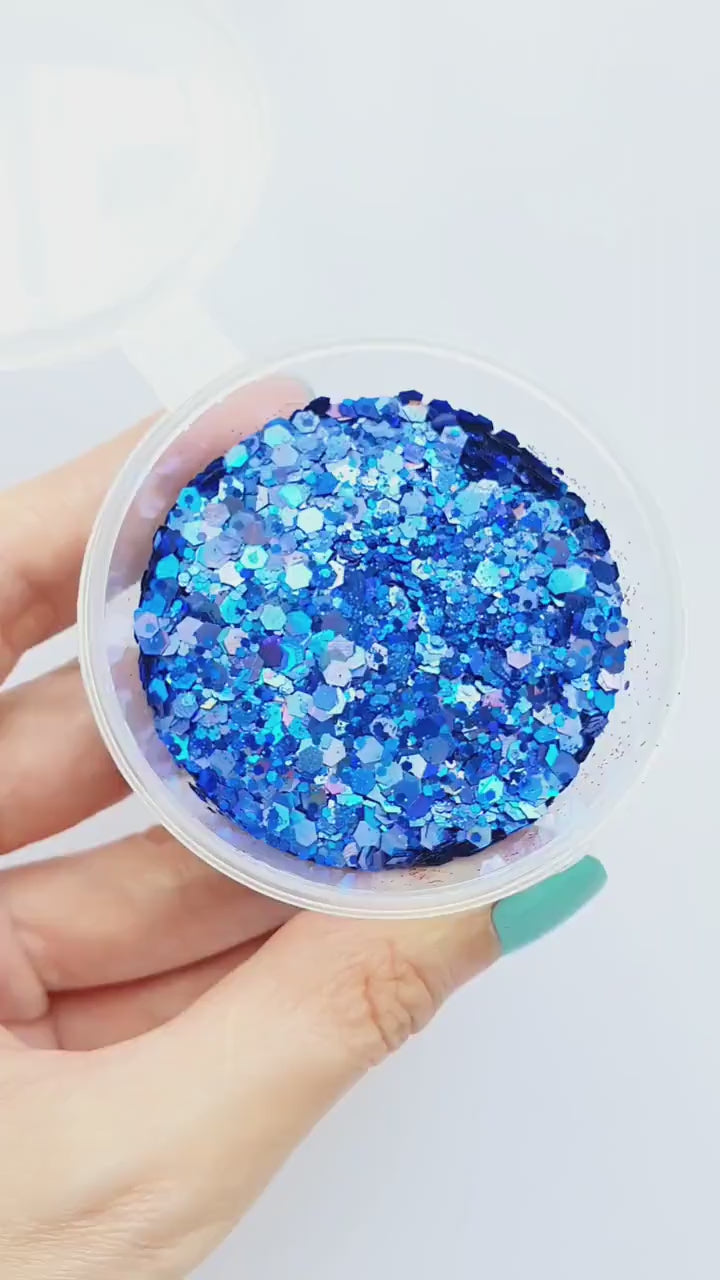 Blue Mix Hologram Chunky glitter for Resin crafts, Glitter for nail art, body, makeup, hair, face