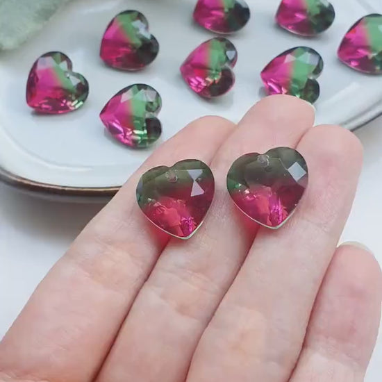 Heart Zircon charms pendants Crystal Ruby Emerald connectors Earrings components findings DIY Rhinestone Jewelry supplies Earrings parts