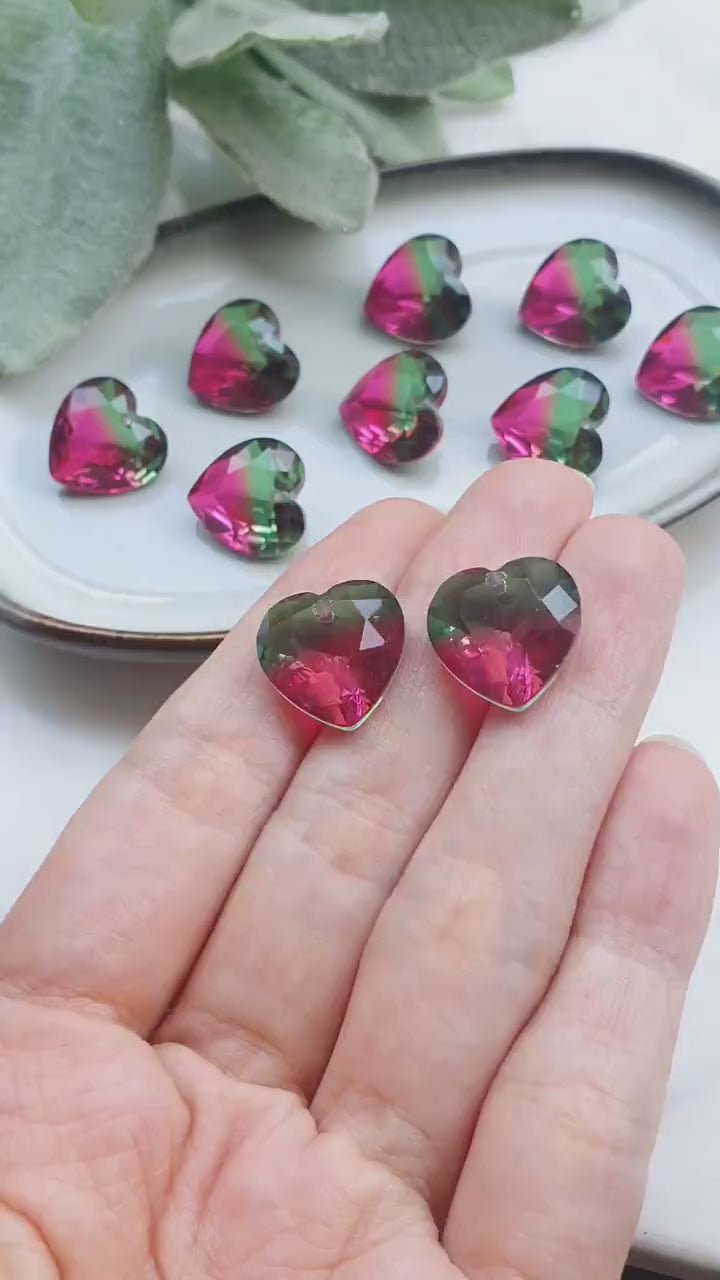 Heart Zircon charms pendants Crystal Ruby Emerald connectors Earrings components findings DIY Rhinestone Jewelry supplies Earrings parts