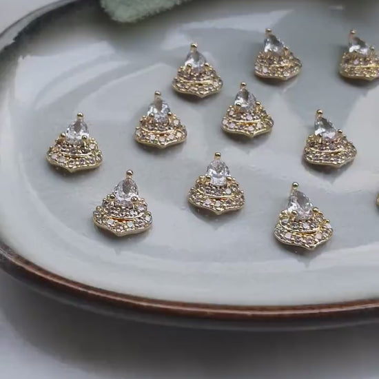 Flower center Zircon charms pendants Crystal connector Earrings component findings DIY Rhinestone Jewelry supplies Earrings gold plated part