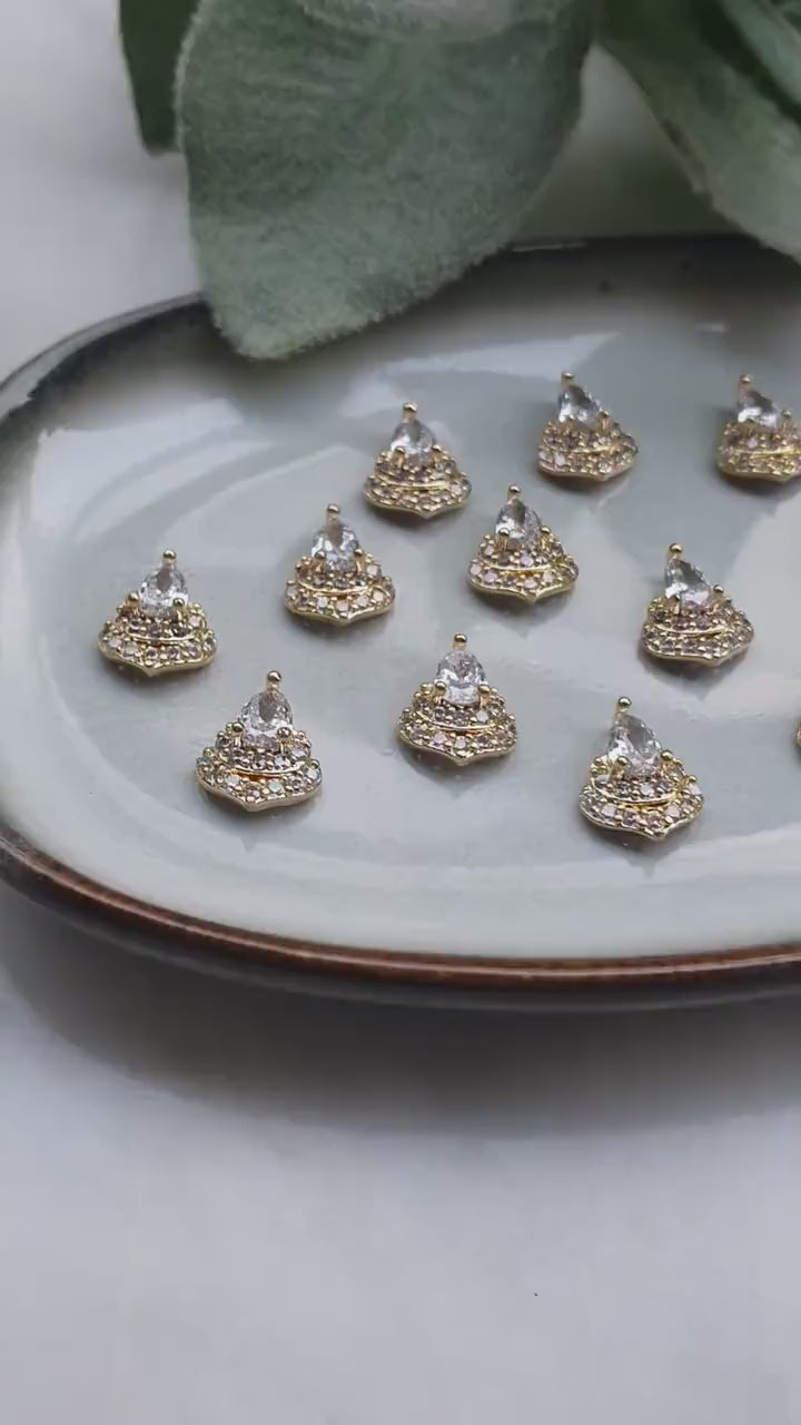 Flower center Zircon charms pendants Crystal connector Earrings component findings DIY Rhinestone Jewelry supplies Earrings gold plated part