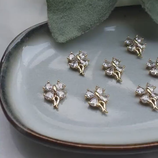 Flower center Zircon charms pendants Crystal connector Earrings component findings DIY Rhinestone Jewelry supplies Earrings gold plated part