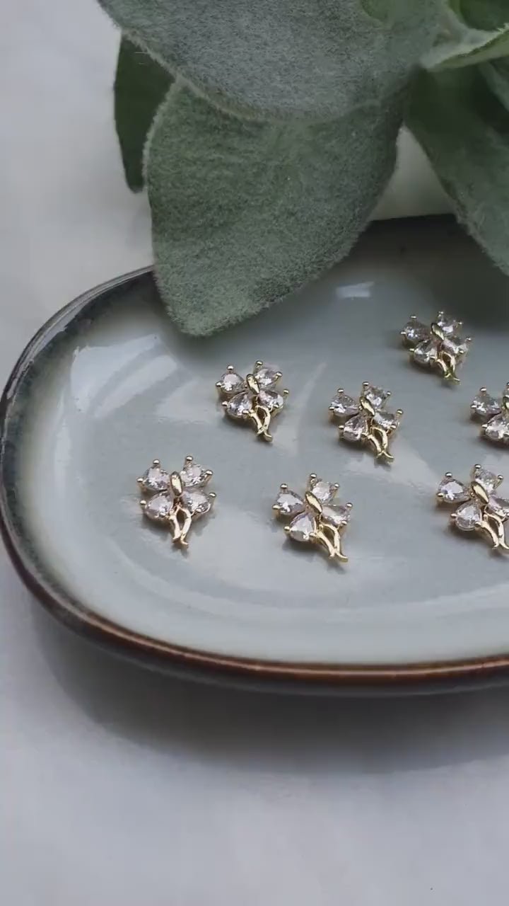 Flower center Zircon charms pendants Crystal connector Earrings component findings DIY Rhinestone Jewelry supplies Earrings gold plated part