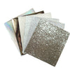 SILVER COLORS SYNTHETIC LEATHER FAUX LEATHER FABRIC 20X22 CM 6 PCS SET - Luxy Kraft