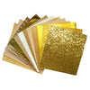 Gold colors Synthetic leather faux leather fabric 20x22 cm 12 pcs set - Luxy Kraft