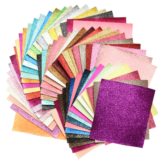 60 DIFFERENT COLORS GLITTER LEATHER FAUX LEATHER FABRIC 20X22 CM 60 PCS SET - Luxy Kraft