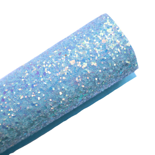 CHUNKY GLITTER FABRIC BABY BLUE (FAUX LEATHER) 1 PCS - Luxy Kraft